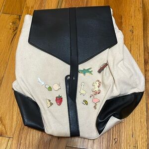 Canvas small backpack with pins